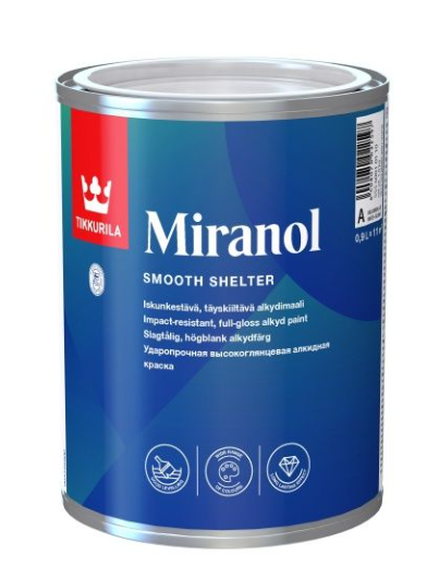 Емаль TIKKURILA алкідна Miranol база A білий високий глянець 0,9 л